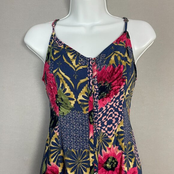 Abercrombie & Fitch Dress Mini Lace-Up Back Floral Graphic Pattern Button-Up XS - Picture 2 of 10